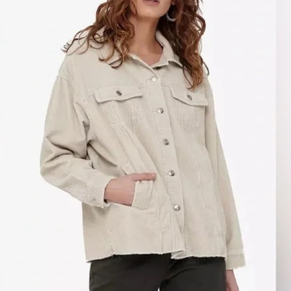 ONLY Light Beige Corduroy Oversized Shacket